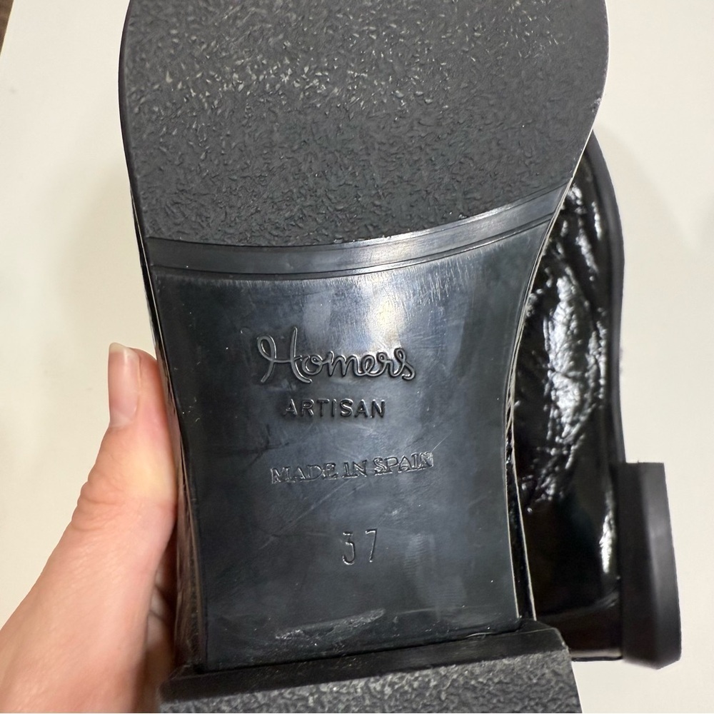 Homers Baby Flat with Chain Superluxe Black Patent Leather Shoes Size 7 - Picture 12 of 12